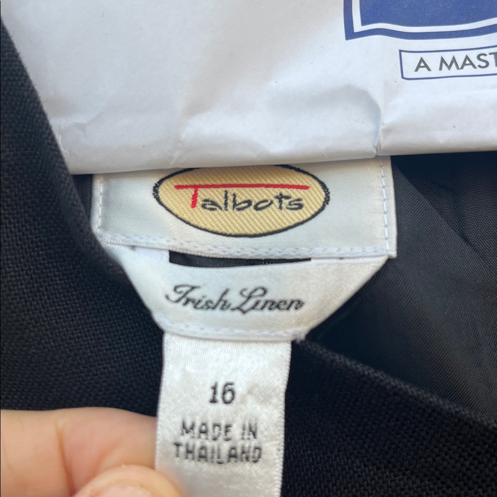 Talbots 100% Irish Linen Midi Sheath Dress Classic V-Neck Black Size 16 - Picture 14 of 16